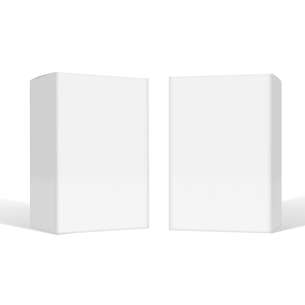 Vector set of small white cardboard boxes with shadows