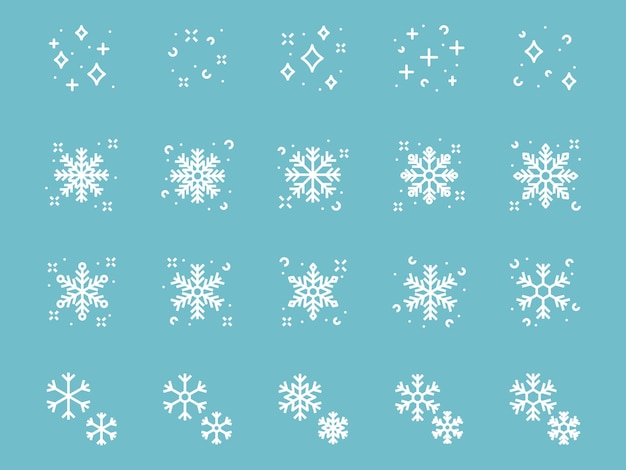 Set of snow flake line icons, cool, winter, christmas