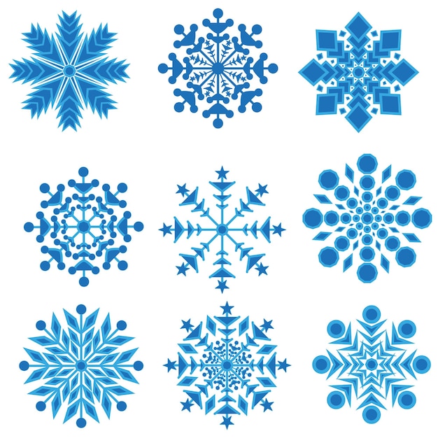 Set of snowflakes.Christmas holiday design.Isolated on a white background.Vector illustration