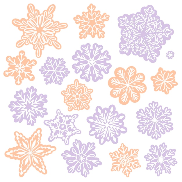 Set of snowflakes isolated on white background Vector graphics