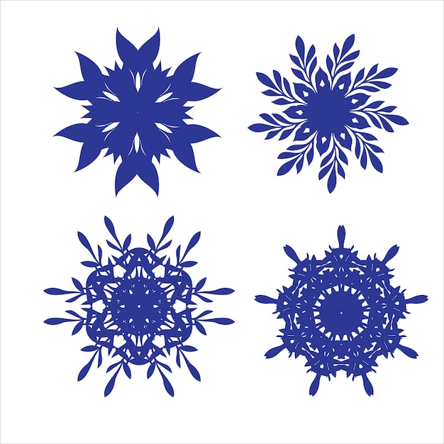 Set of snowflakes. Laser cut pattern for christmas paper cards, design elements, scrapbooking. Vector illustration. snowflake openwork vector illustration