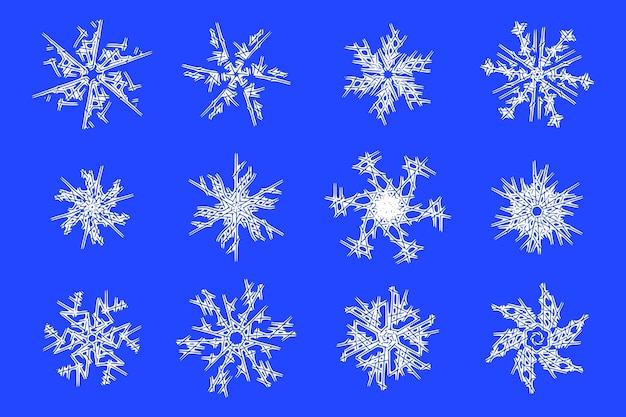 Set of snowflakes New Year theme