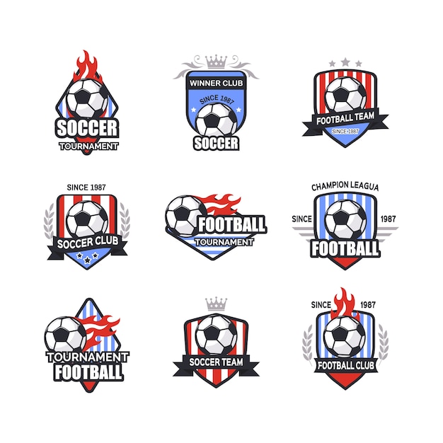 Set of soccer football logo designs