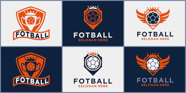 Set of soccer logossoccer clubtournament logossoccer logos soccer trophy vector templates