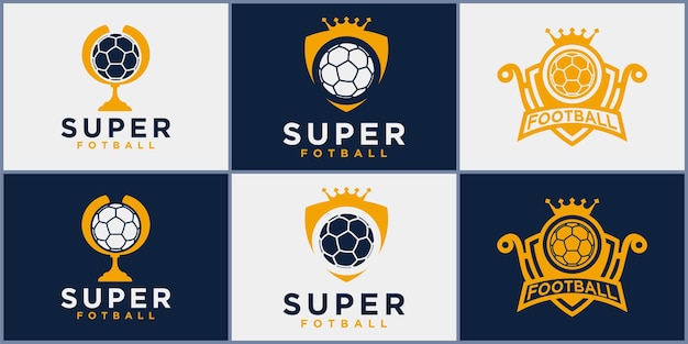 Set of soccer logossoccer clubtournament logossoccer logos soccer trophy vector templates