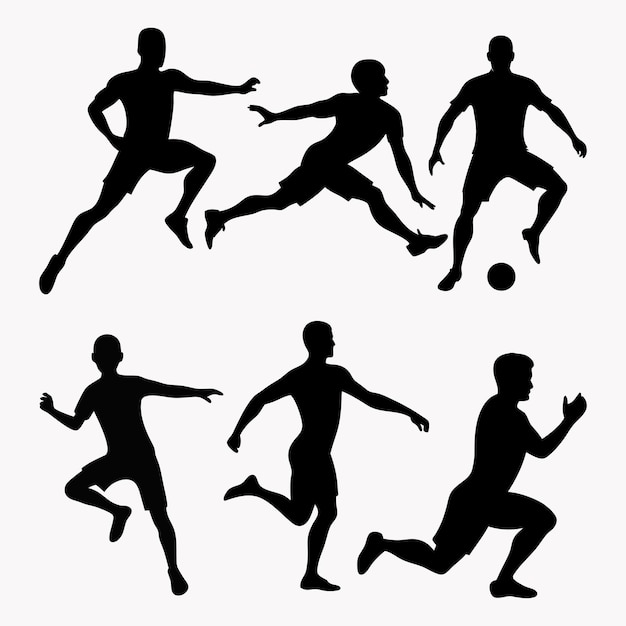 Vector set of soccer players silhouettes vector design