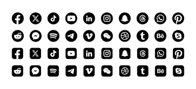 Set of social media icons