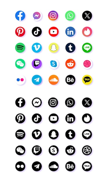 Vector set of social media logo icons