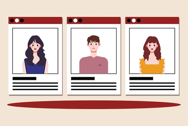 Set of social media profile pictures Flat design Vector illustration