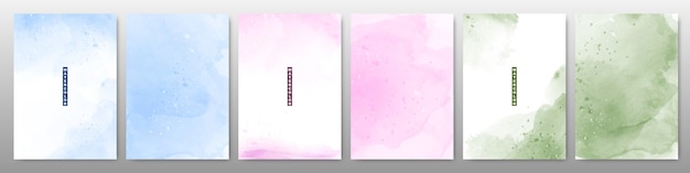 Set of soft bright watercolor background