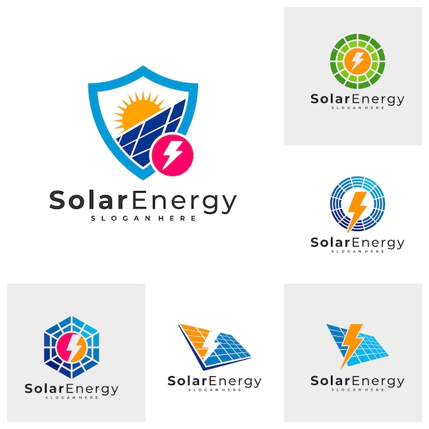 Set of Solar energy logo vector template Creative Solar panel energy logo design concepts