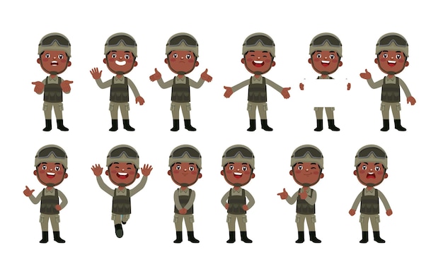 Set of soldier with different poses