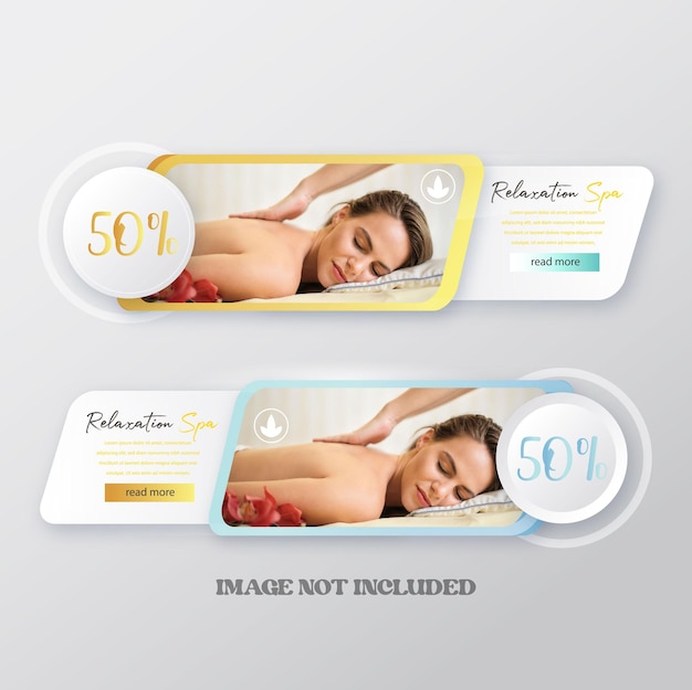 Vector set of spa center banners with woman relaxed