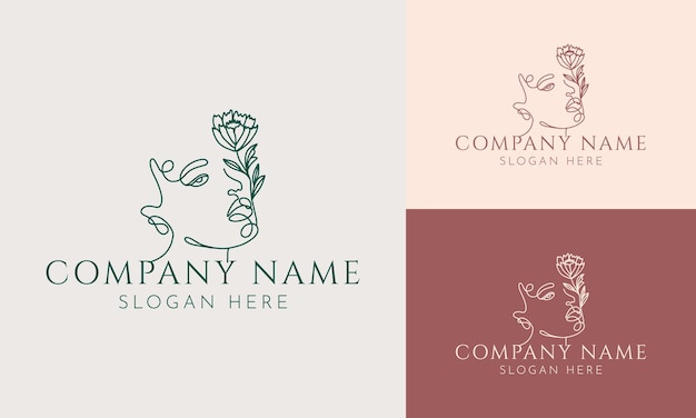 Set of Spa element Hand Drawn Logo with body and Leaves.Logo for spa and beauty salon premium vector