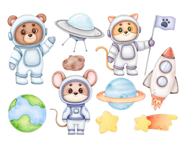 A set of space animals for a space themed party