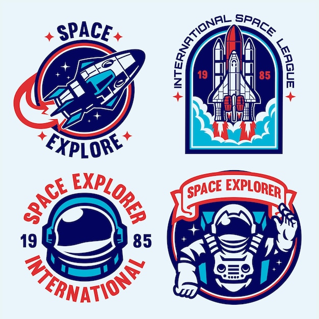 Set of Space Astronaut Badge Collection