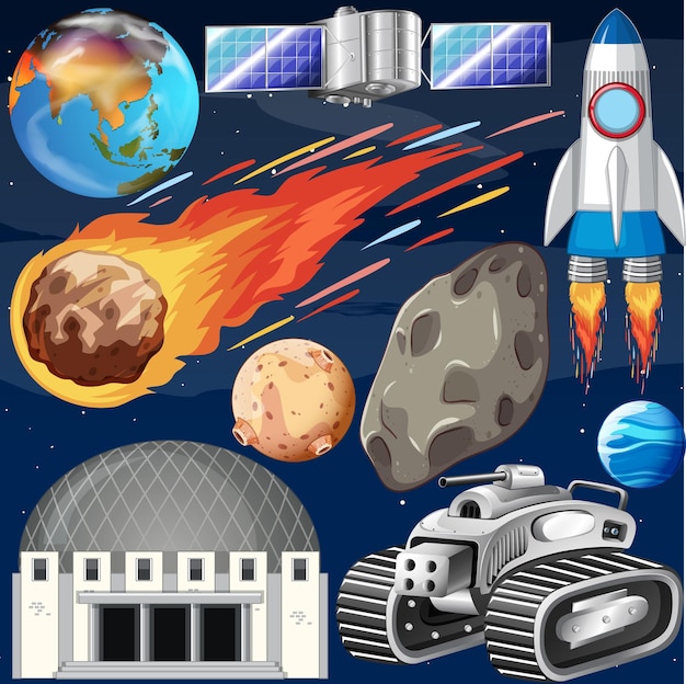 Set of space objects in space