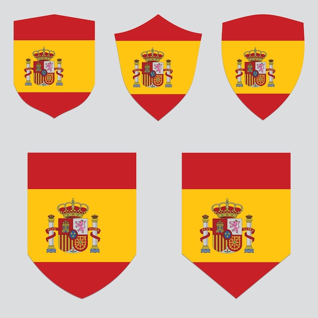 Set of Spain Flag in Shield Shape Frame