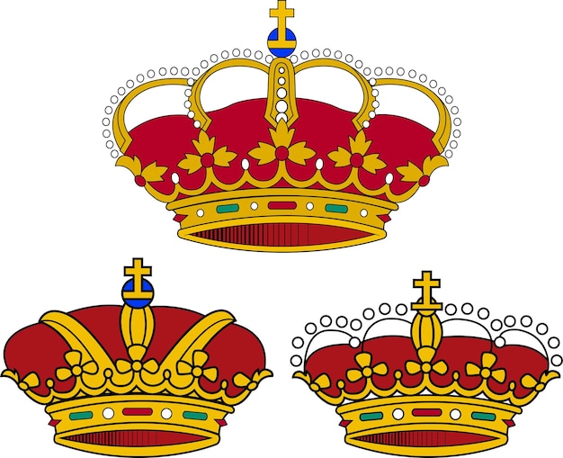 Set of Spanish Royal Crowns Icons Vector