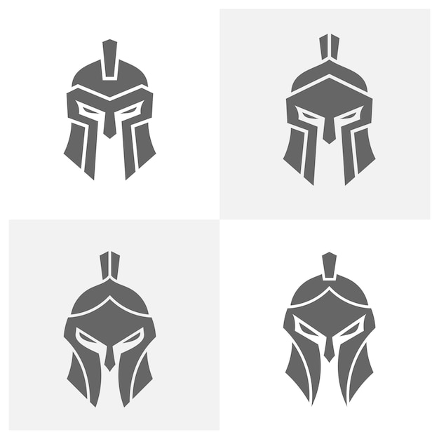 Set of Spartan logo design template Helmet logo design concept Vector illustration