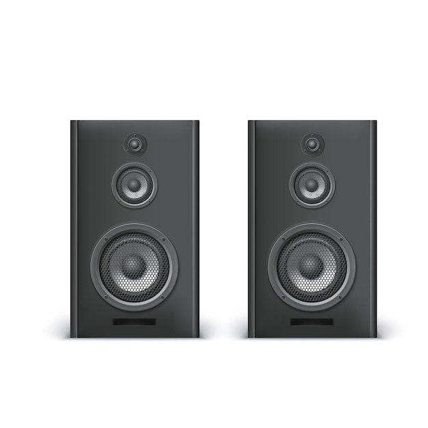 Set of speakers on white background 