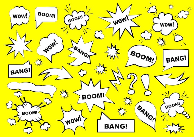 Set of speech bubbles Set of blank template in Pop Art style Vector illustration