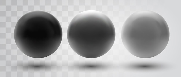 Vector set of spheres and balls isolated on white with a shadow.