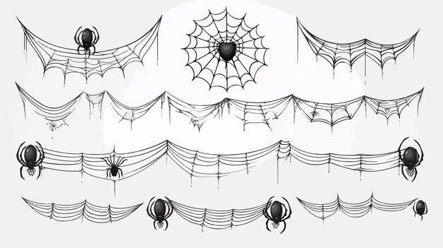 Vector set of spider web for halloween