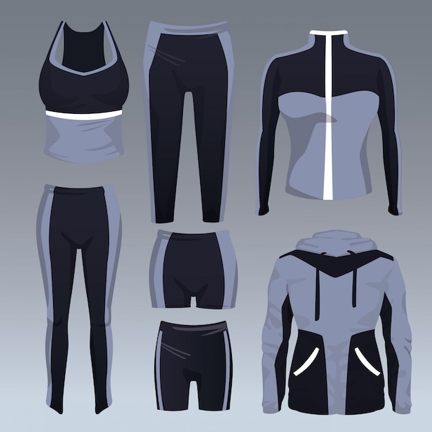 Set of sport wear collection vector