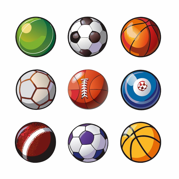 Vector set of sports ball vector illustration