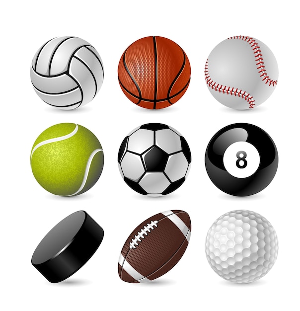 Set of sports balls on a white background in vector EPS 10