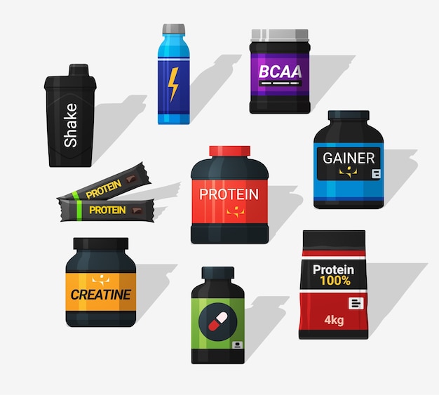 Vector set of sports nutrition icons