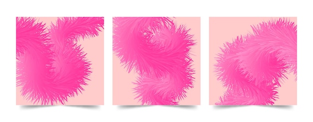 Set of square liquid abstract pink background