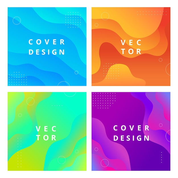 Set of square minimal template in modern style with fluid wavy shapes