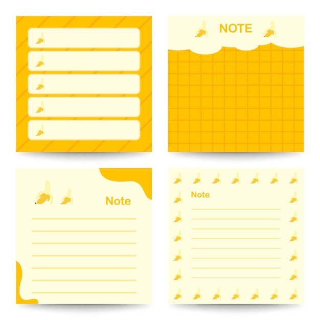 Set of square notepads with Banana