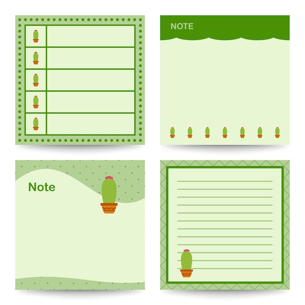 Set of square notepads with Cactus