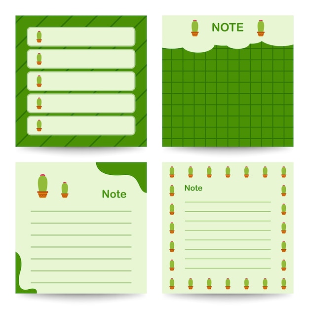 Set of square notepads with Cactus