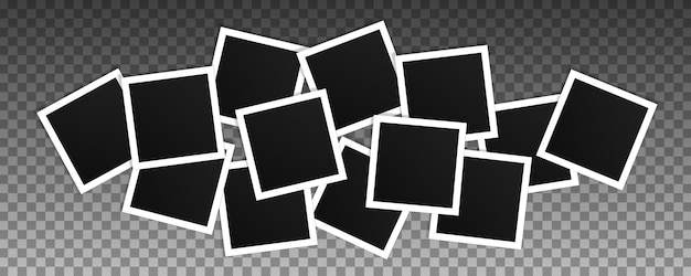 Set of square photo frames. Collage of realistic frames isolated