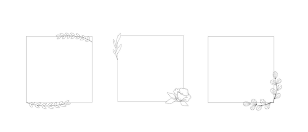 Vector set of square templates with hand drawn botanical elements vector illustration