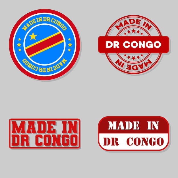 Vector set of stamps made in dr congo