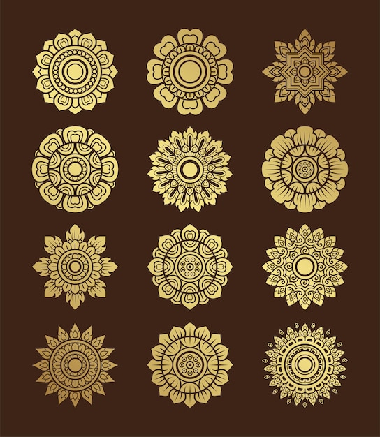 Set star art asian element and background pattern decoration motifs for ceiling pattern