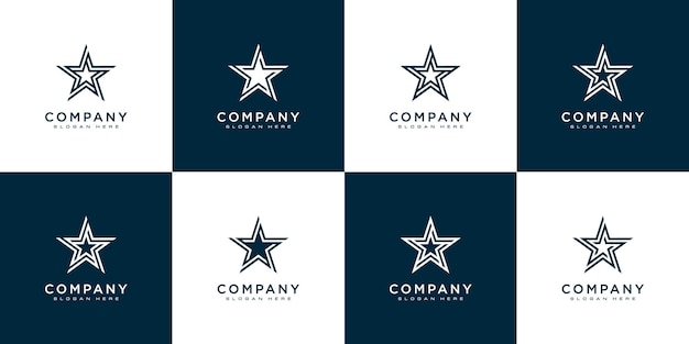 Set of star logo line style logo desig