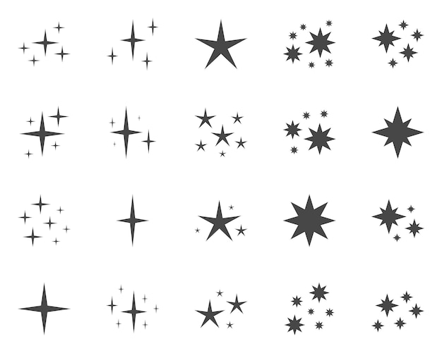 Set of stars sparkles flat design