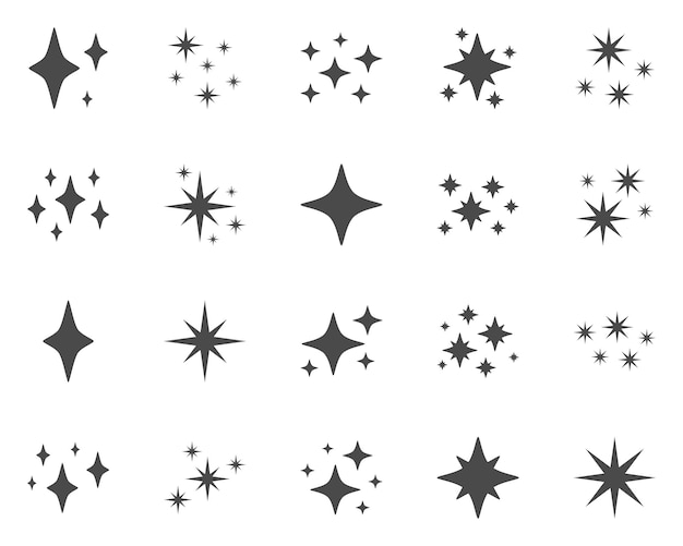 Set of stars sparkles flat design