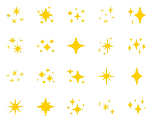 Set of stars sparkles flat design