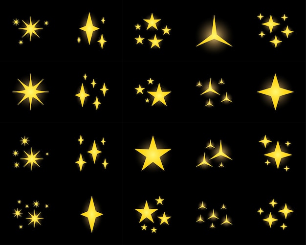 Set of stars sparkles flat design