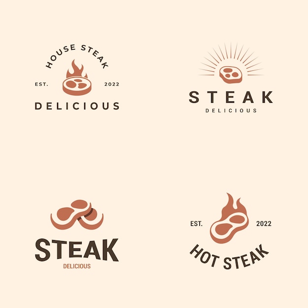 set of steak logo vector