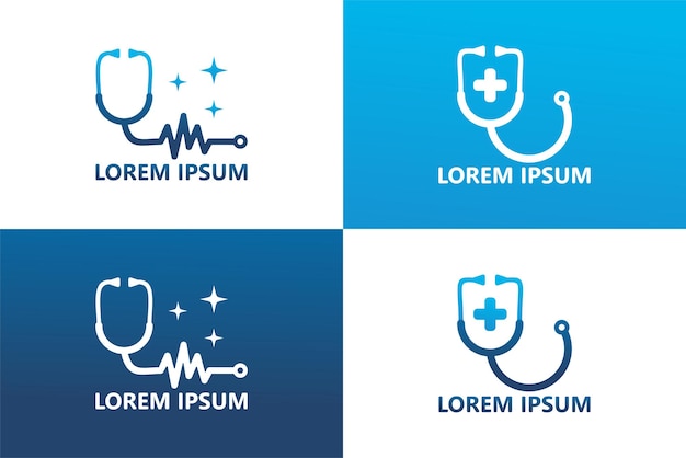 Set of stethoscope medical logo template design vector