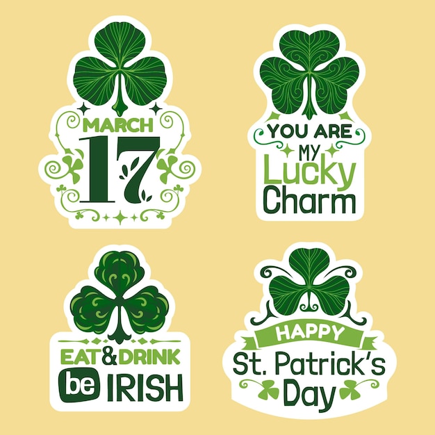 Set of Sticker for Happy Saint Patricks Day Concept