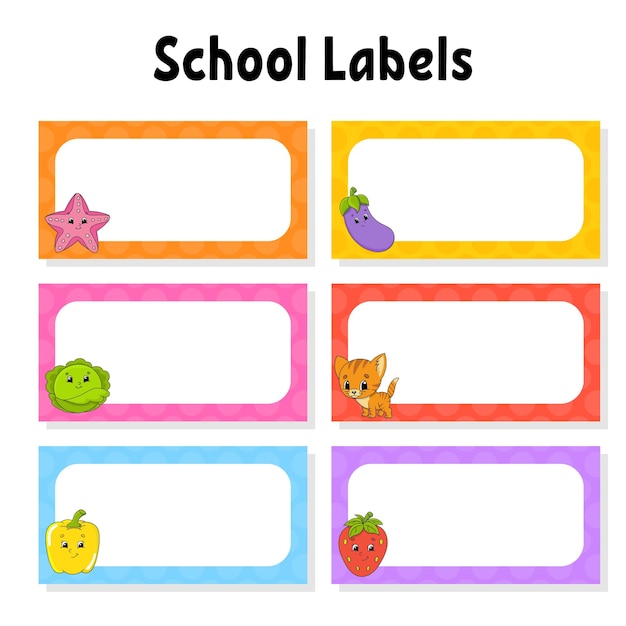 Set stickers for school Empty template Name tags gift labels Perfect for folders daily journals notebooks